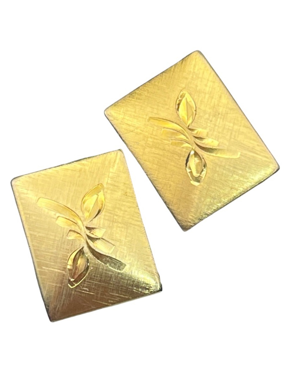 Mr. X 12k gold filled etched engraved leaves men’s cufflinks vintage